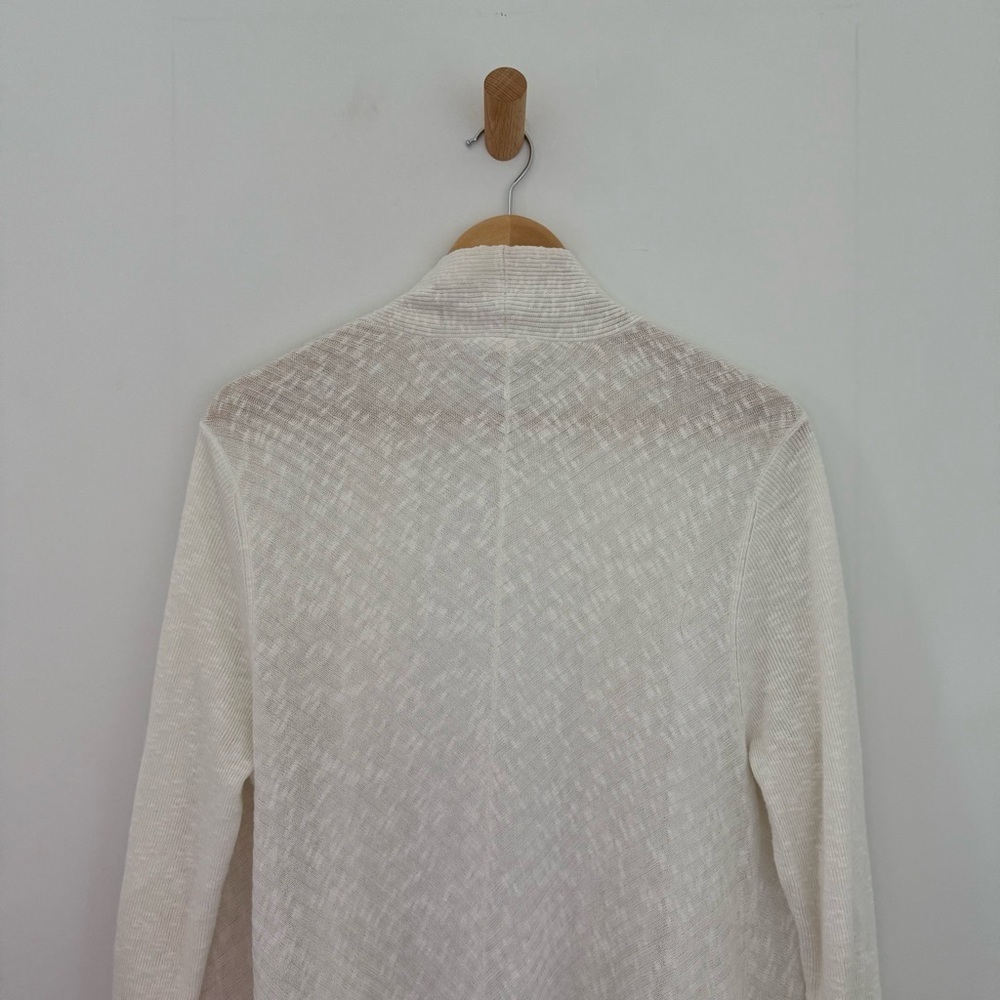 Eileen Fisher cream cotton linen open front draped cardigan - Medium - Picture 6 of 8